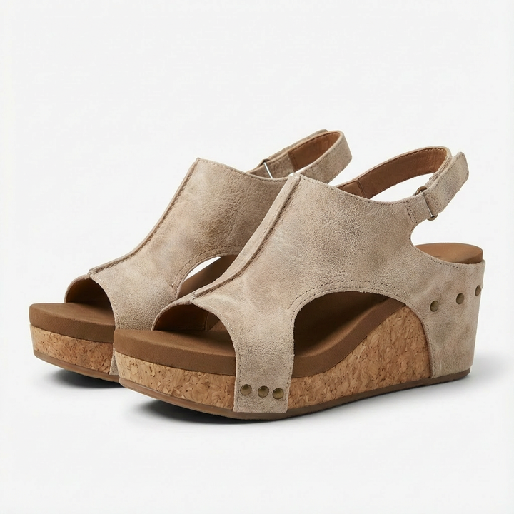 Valeria | Mujer Sandalias Cuña Con Plataforma Corcho Y Tiras Cruzadas | Veraniego