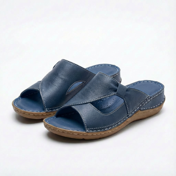 Valeria | Mujer Sandalias Mule Con Diseño Calado Y Costuras Contrastantes | Casual