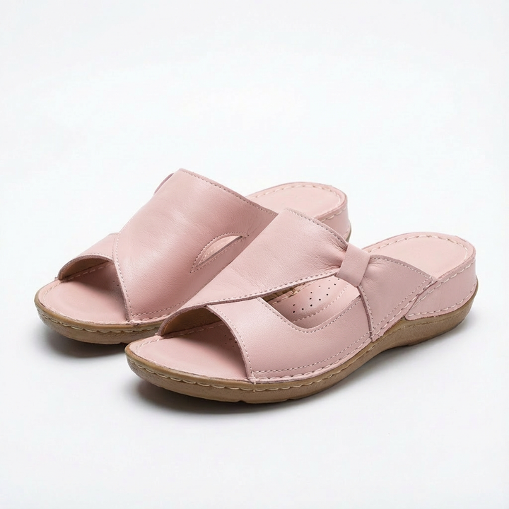 Valeria | Mujer Sandalias Mule Con Diseño Calado Y Costuras Contrastantes | Casual