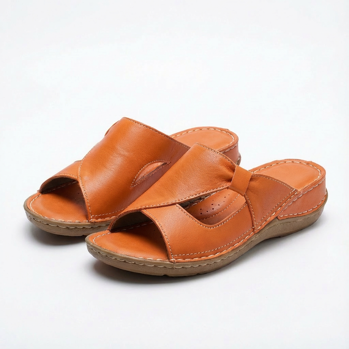 Valeria | Mujer Sandalias Mule Con Diseño Calado Y Costuras Contrastantes | Casual
