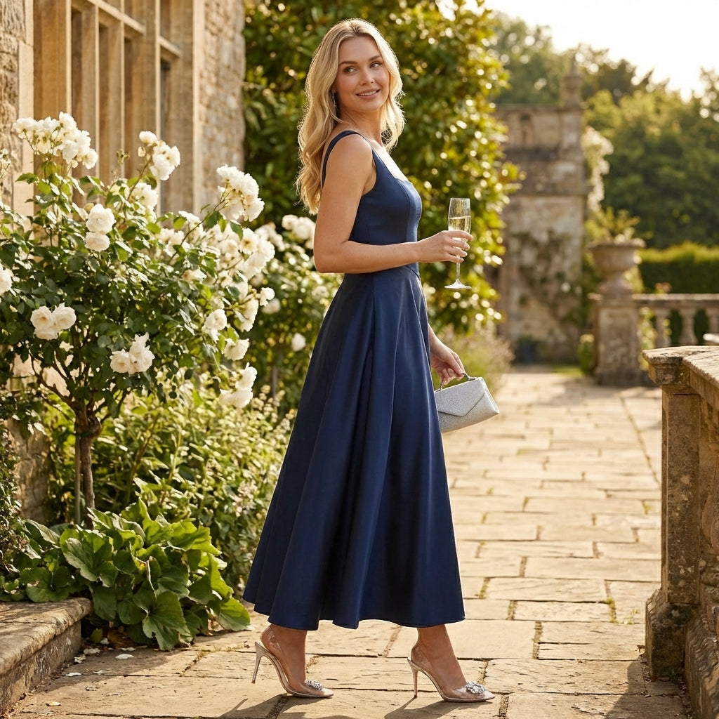 Valeria | Mujer Vestido Maxi Con Escote Cuadrado Y Falda Amplia | Glamuroso