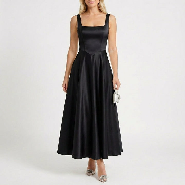 Valeria | Mujer Vestido Maxi Con Escote Cuadrado Y Falda Amplia | Glamuroso