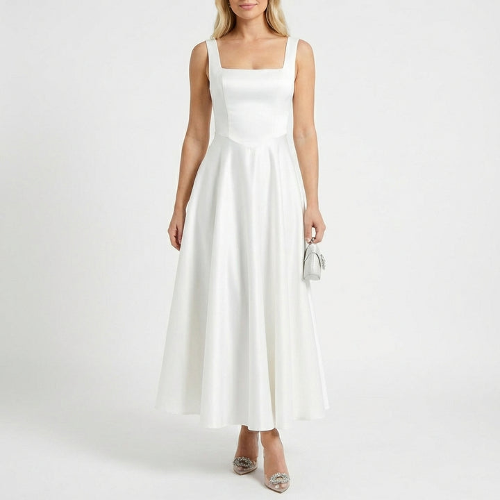 Valeria | Mujer Vestido Maxi Con Escote Cuadrado Y Falda Amplia | Glamuroso