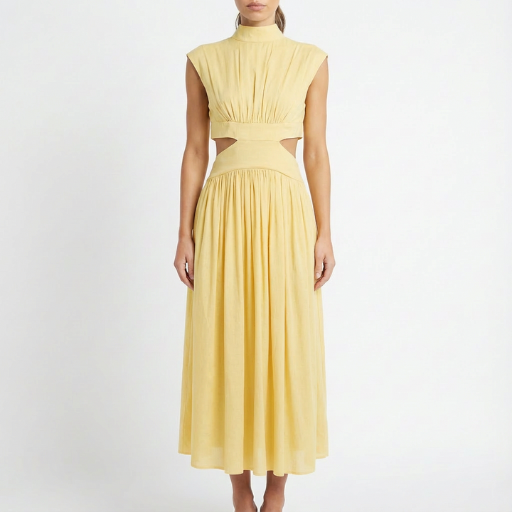 Valeria | Abito Midi Donna con Spacchi Laterali e Collo Alto | Elegante