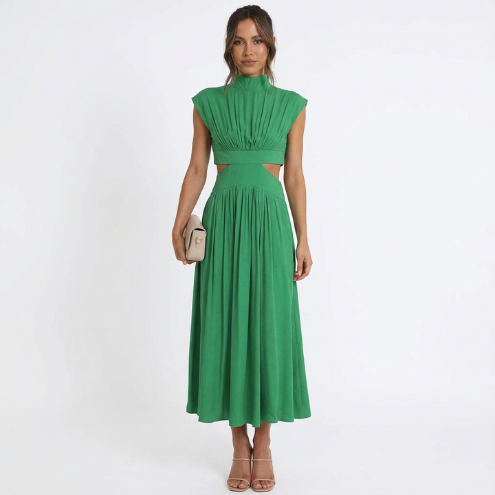 Valeria | Abito Midi Donna con Spacchi Laterali e Collo Alto | Elegante