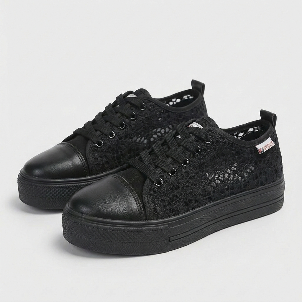 Valeria | Mujer Zapatillas Plataforma Con Apliques De Cristal Y Cordones | Glamuroso