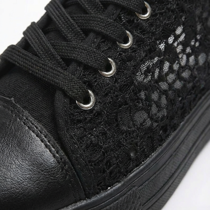 Valeria | Scarpe da Donna con Zeppa, Tessuto Traforato e Lacci | Informali