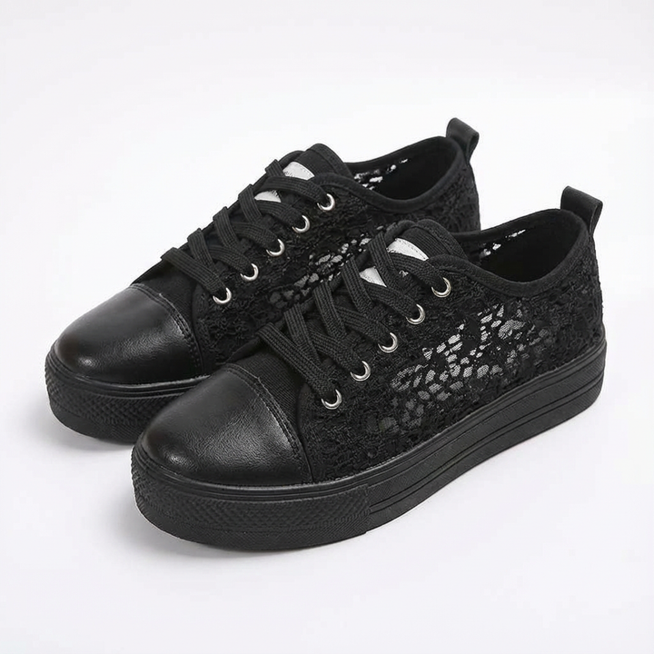 Valeria | Scarpe da Donna con Zeppa, Tessuto Traforato e Lacci | Informali