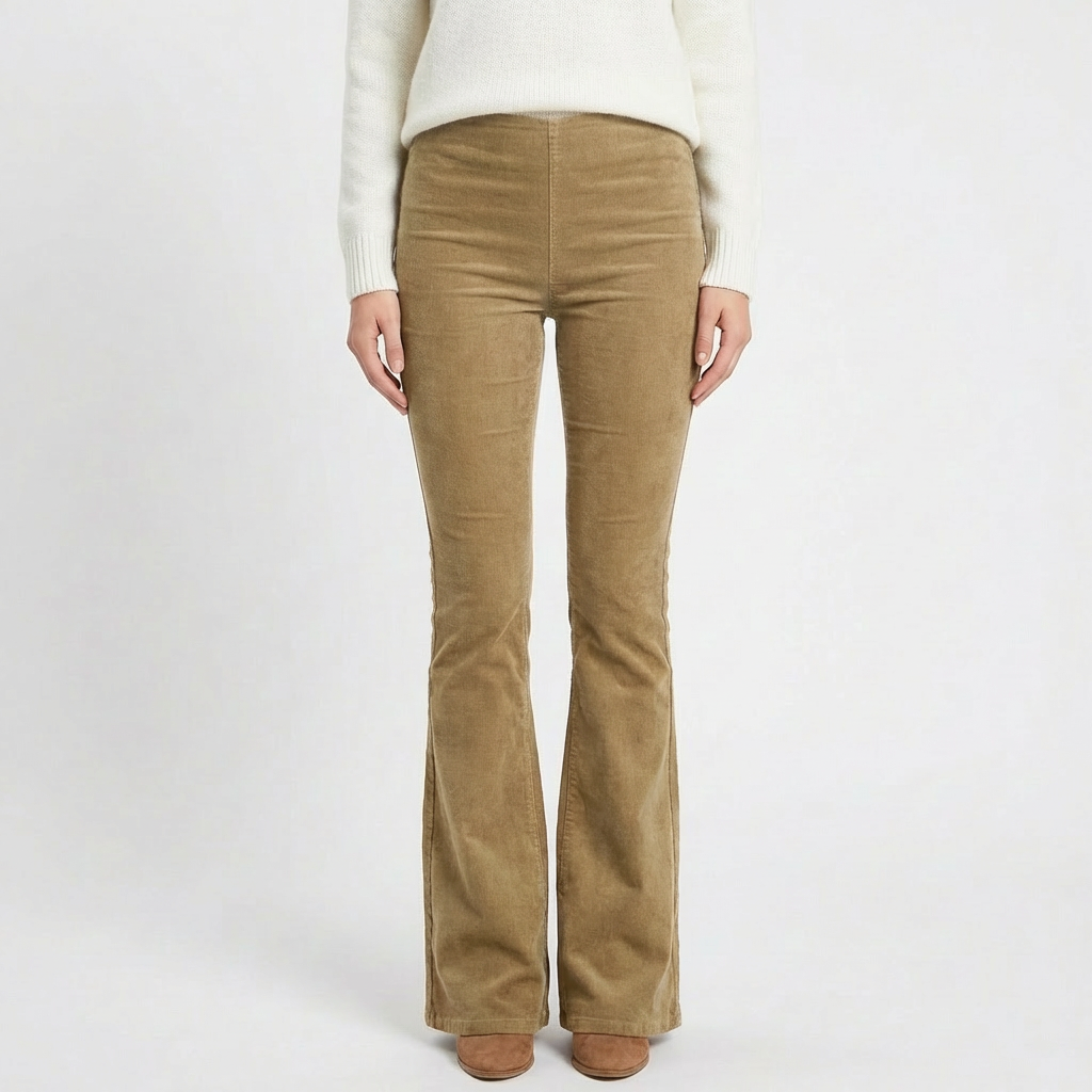 Valeria | Pantalón Mujer Con Pernera Acampanada Y Talle Alto | Retro