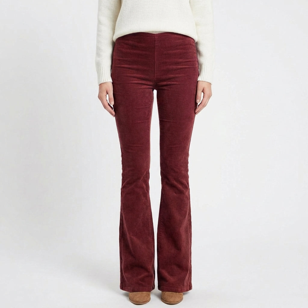 Valeria | Pantalón Mujer Con Pernera Acampanada Y Talle Alto | Retro