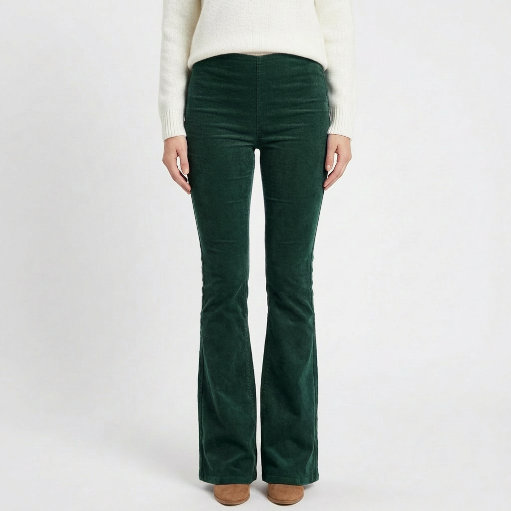 Valeria | Pantalón Mujer Con Pernera Acampanada Y Talle Alto | Retro