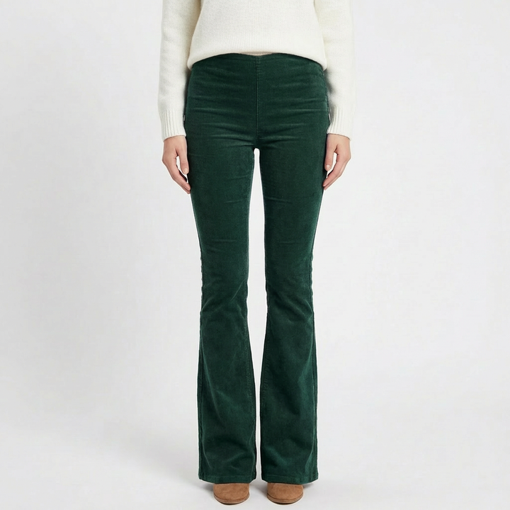 Valeria | Pantalón Mujer Con Pernera Acampanada Y Talle Alto | Retro