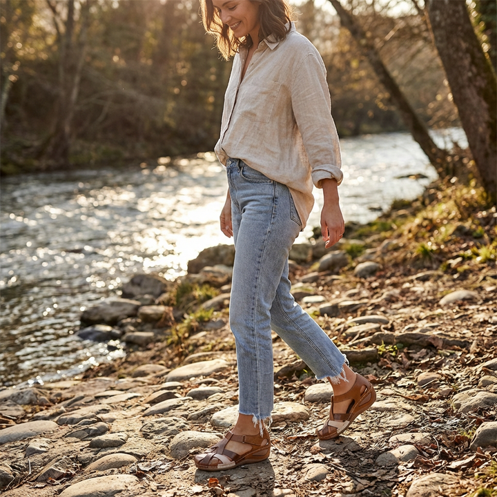 Valeria | Sandalias Mujer Con Puntera Cerrada Y Tiras Ajustables | Confort