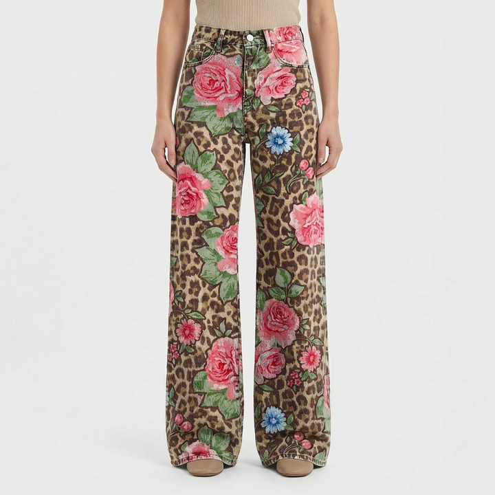 Valeria | Vaqueros Mujer Con Pernera Ancha Y Diseño Estampado | Casual