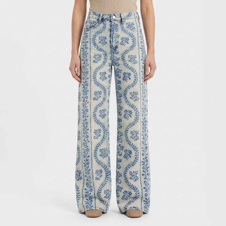 Valeria | Vaqueros Mujer Con Pernera Ancha Y Diseño Estampado | Casual