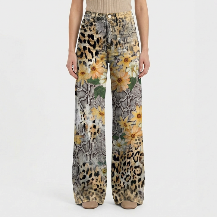 Valeria | Vaqueros Mujer Con Pernera Ancha Y Diseño Estampado | Casual
