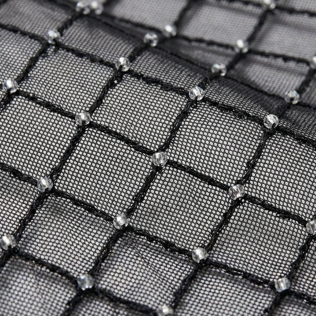 Valeria | Abito Nero da Festa Donna con Manica Lunga e Dettaglio di Strass | Sfavillante