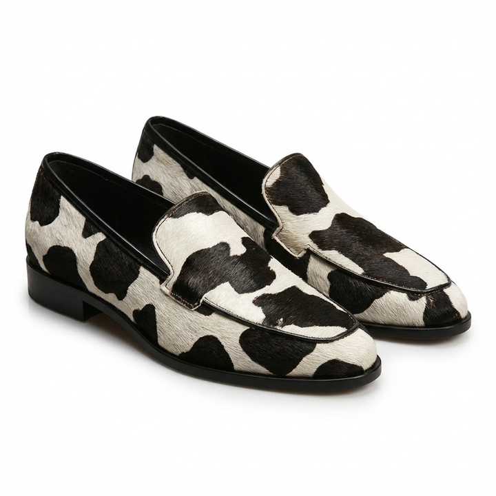 Vera | Mocassini Stampa Mucca con Tacco Basso Donna