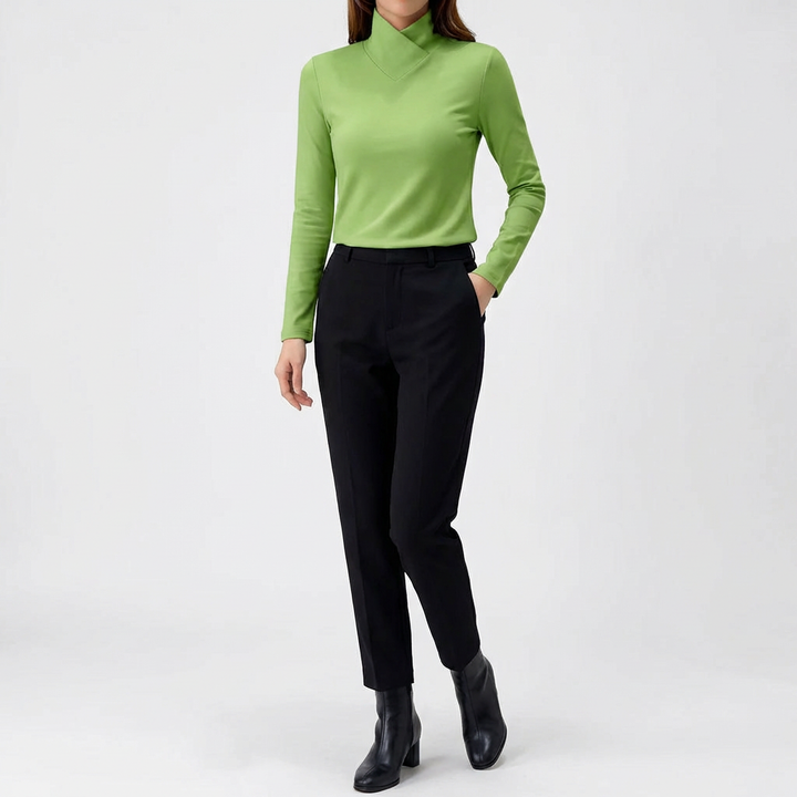 Vera | Top Cuello Alto Cruzado Manga Larga Mujer