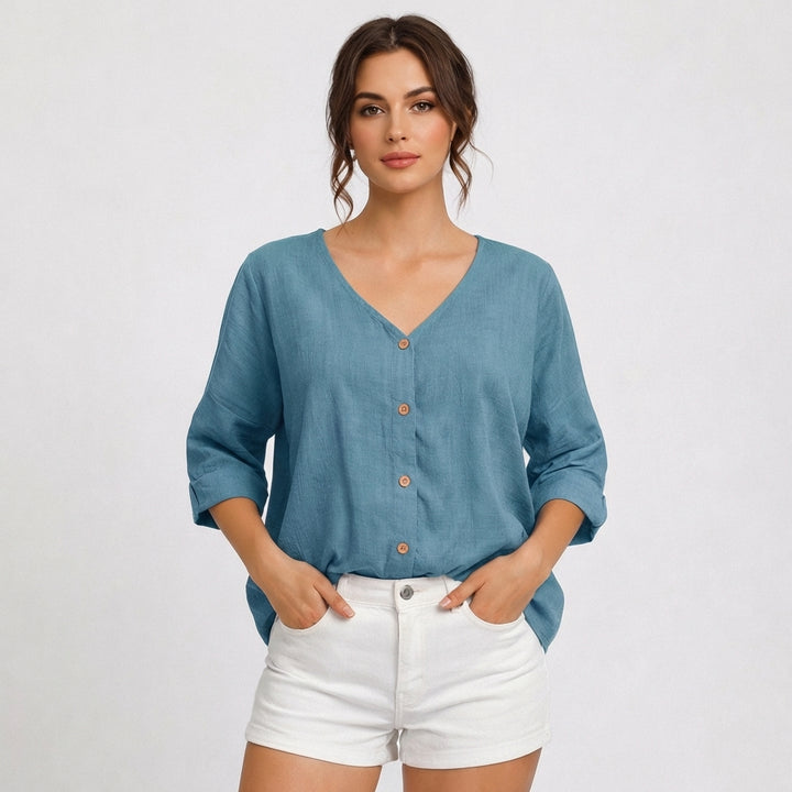 Violeta | Blusa Escote V con Botones Mujer Casual