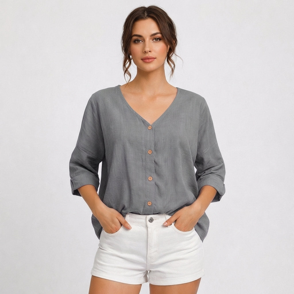 Violeta | Blusa Escote V con Botones Mujer Casual