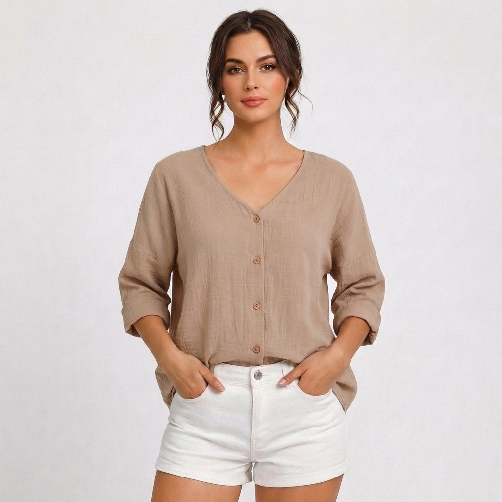 Violeta | Blusa Escote V con Botones Mujer Casual