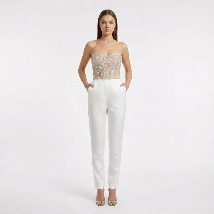 Krista | Mono Largo sin Tirantes de Pierna Recta para Mujer